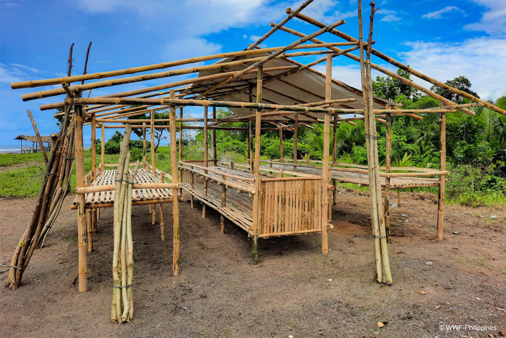 A completed food shed, built on the shores of Tiwi, Albay